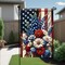 Patriotic 4th of July Garden Flag – 12x18 Inch Double-Sided Outdoor Yard Flag with Red, White, and Blue Flowers, American Flag Design for Memorial Day and Independence Day